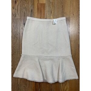 NWT J. Crew Tweed Flounce-Hem Skirt Wool Blend Lined Size 6 Ivory Cream Back Zip